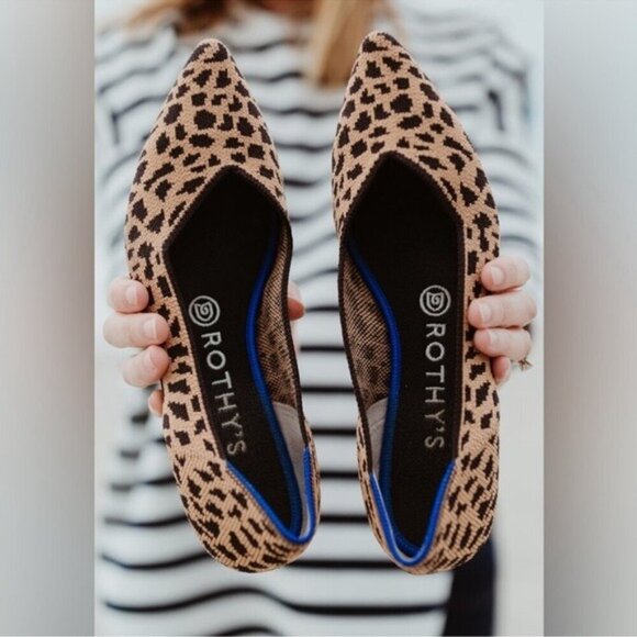 Rothy's The Point Ballet Flat Shoes in Cheetah Leopard Print Women's Size 7 - Picture 1 of 15